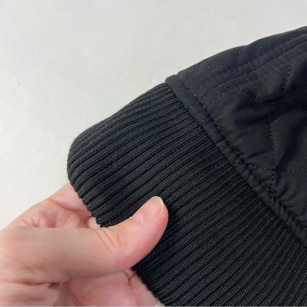 Paul Galvin Black Quilted Ribbed Cap One Size